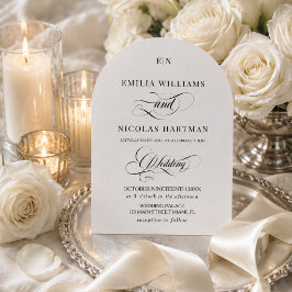 Convites Monograma Minimalista Clássico Casamento Branco