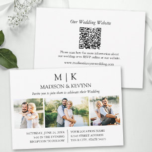 Convites Monograma Minimalista Código QR Casamento 3 Foto