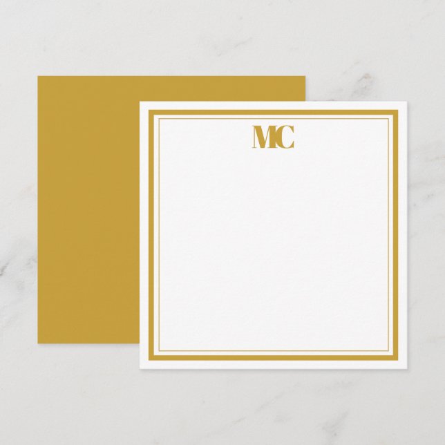 Convites Monograma Minimalista Moderno Branco Dourado Duas  (Frente/Verso)