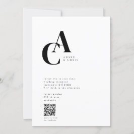 Convites Monograma, mínimo, moderno, código QR,