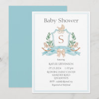 Monograma Moderno Blue Crest Greenery Baby
