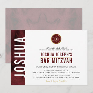 Convites MONOGRAMA MODERNO PARA BAR MITZVAH barra lateral v