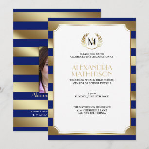 Convites Monograma MUDANÇA COR & Dourada Graduação de faixa