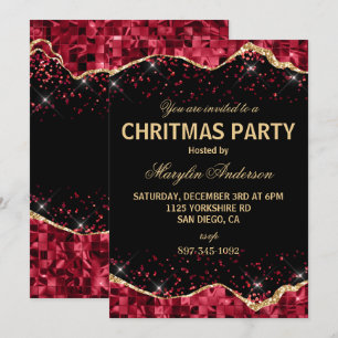 CONVITES MONOGRAMA PERSONALIZADA DO NATAL VERMELHO E DOURAD