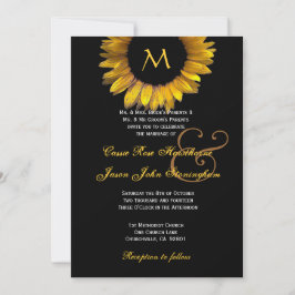 Convites Monograma Personalizado de Casamento de Girassol D