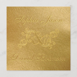 Convites Monograma Personalizado de Casamento Dourado 3D Fo