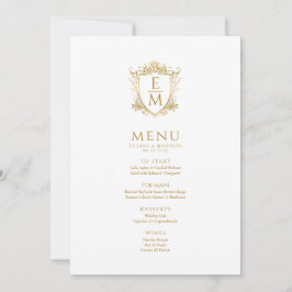 Convites Monograma Personalizado de Crest Dourada Floral