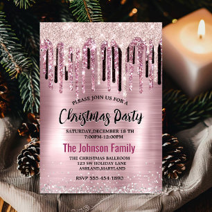 Convites Monograma pingue-gota cor-de-rosa rosa chic Natal