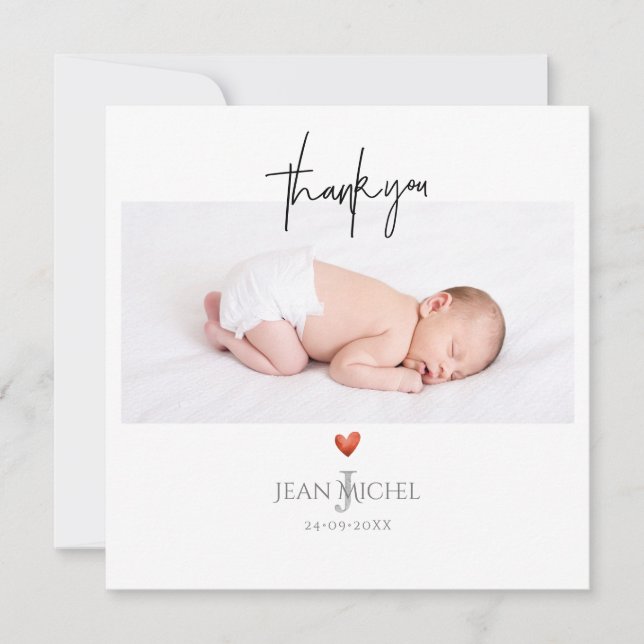 Convites Monograma PixDezines Obrigado+Coração (Frente)