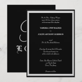 Convites Monograma Preto Branco Formal