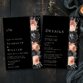 Convites Monograma Preto De Vintage Gótico Casado Tudo Em U