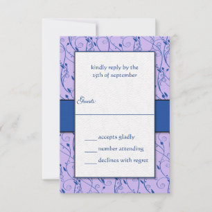 Convites Monograma Real Blue Lilac Swirl Wedl RSVP
