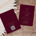 Convites Monograma Romântico com código QR Casamento poster<br><div class="desc">Este monograma romântico de hambúrgueres de QR de volta é perfeito para um casamento simples. O clássico moderno design apresenta espirais de rico e turbilhões brancos com belíssima e elegante tipografia de folha de ouro de champanhe com letra falsa. Salve o papel, incluindo um código QR para seu convidado para...</div>