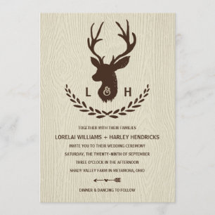 Convites Monograma Russo   Casamento com Stag Chic Country
