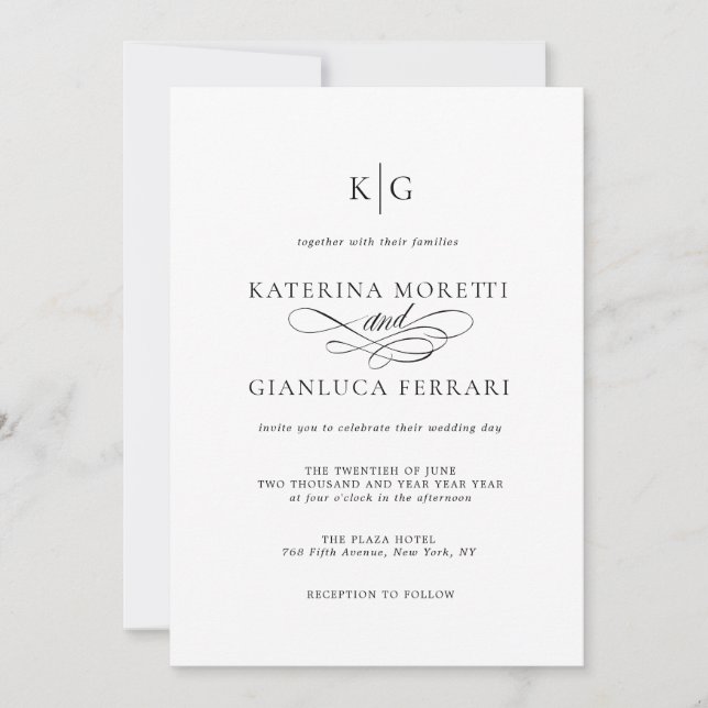 Convites Monograma - Script All in One Photo Wedding (Frente)