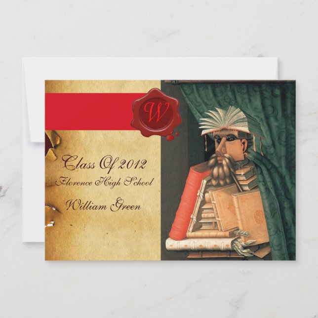 CONVITES MONOGRAMA SEAL DE PARCHES DE GRADUAÇÃO DA BIBLIOTE (Frente)