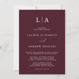 Convites Monograma Simples Casamento Minimalista Invita