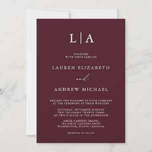 Convites Monograma Simples Casamento Minimalista Invita