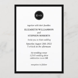 Convites Monograma Simples | Casamento Preto e Branco