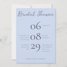 Convites Monograma Simples Chá de panela Azul Beau Minimali