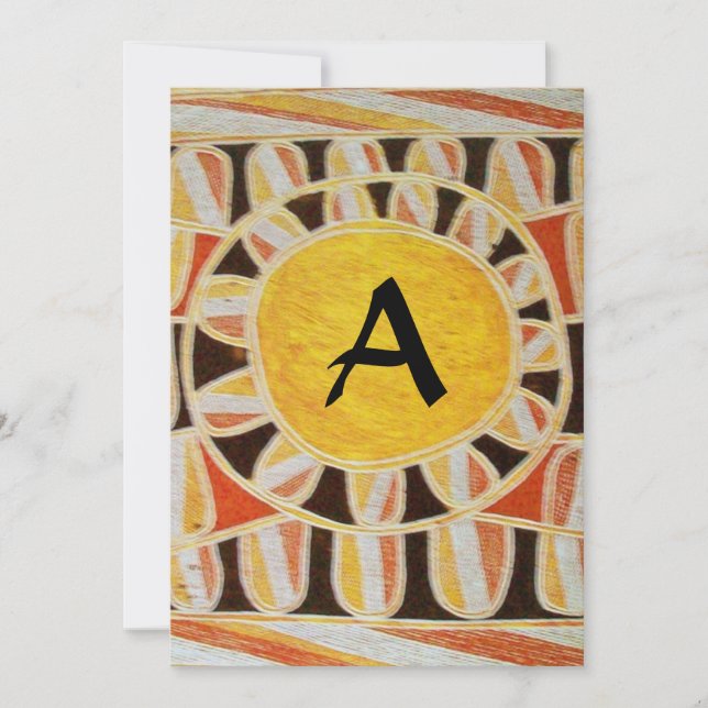 Convites MONOGRAMA SOLAR,branco cor-de-laranja amarelo clar (Frente)