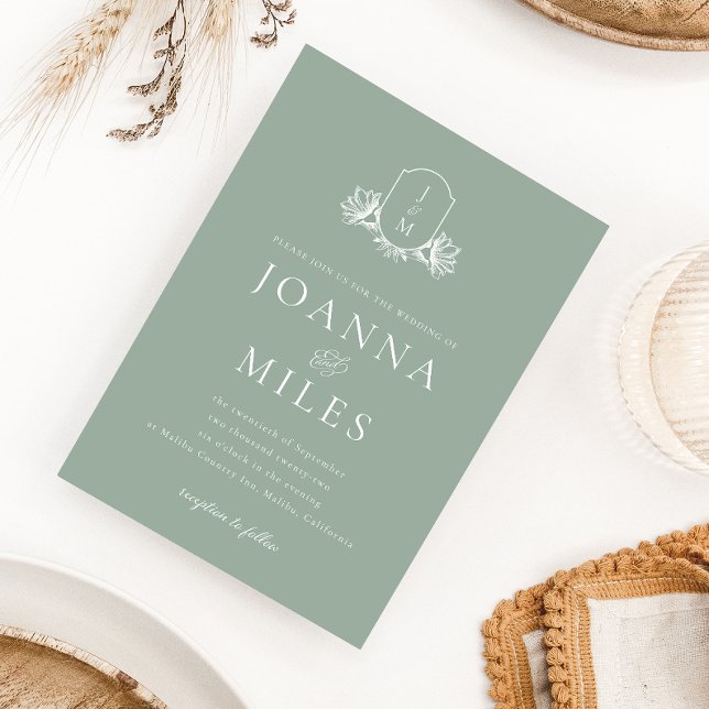 Convites Monograma Verde de Sábio Botânico (Criador carregado)