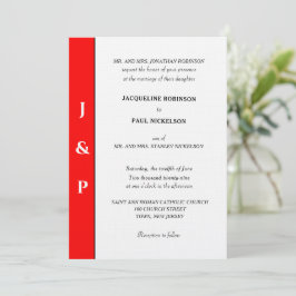 Convites Monograma Vermelho Branco Minimalista