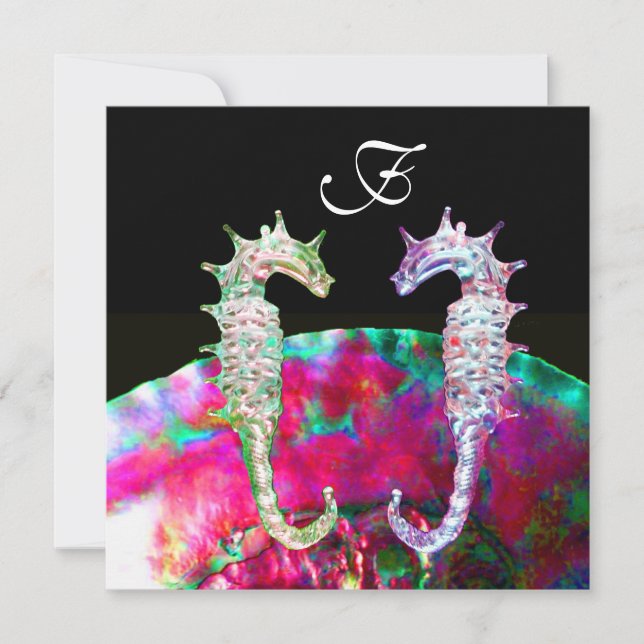 Convites MONOGRAMAS DE CASAMENTO DOS MARES, cor-de-rosa, pr (Frente)