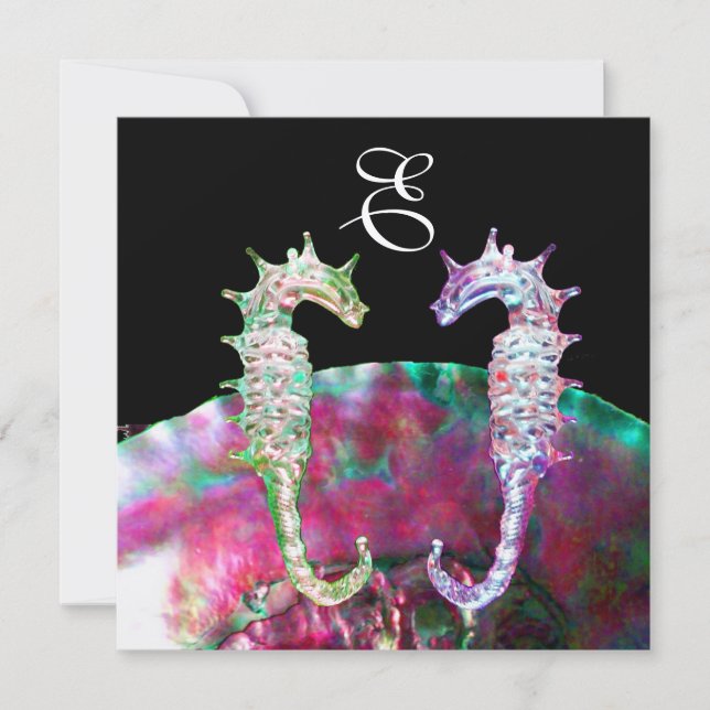 Convites MONOGRAMAS DE CASAMENTO DOS MARES, cor-de-rosa, pr (Frente)