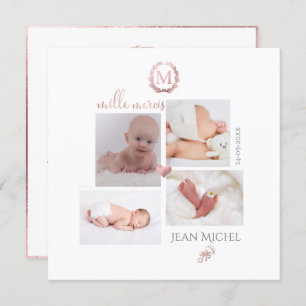 Convites Monogramme de tijolage en D'or Remerciement