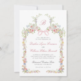Convites Monogrammed Bows and Wildflowers Wedding