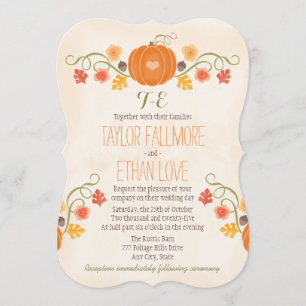 Convites Monogrammed do casamento da abóbora da