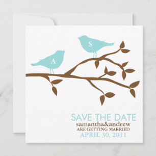 Convites Monogrammed Love Birds Casando Salve a Data