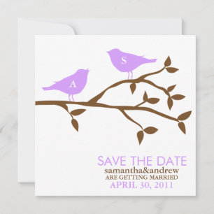 Convites Monogrammed Love Birds Casando Salve a Data