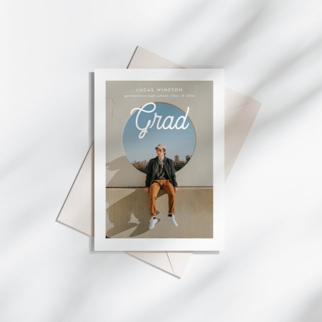 Convites Monoline Script Photo Graduation Announcement (Criador carregado)