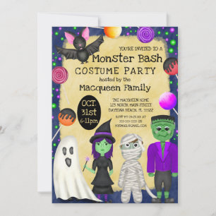 Convites Monster Bash Costume Halloween