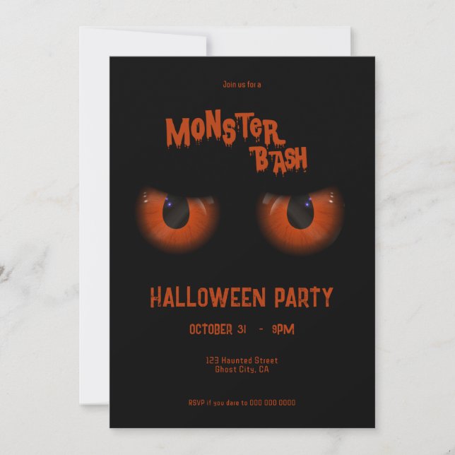 Convites Monster Bash Halloween (Frente)
