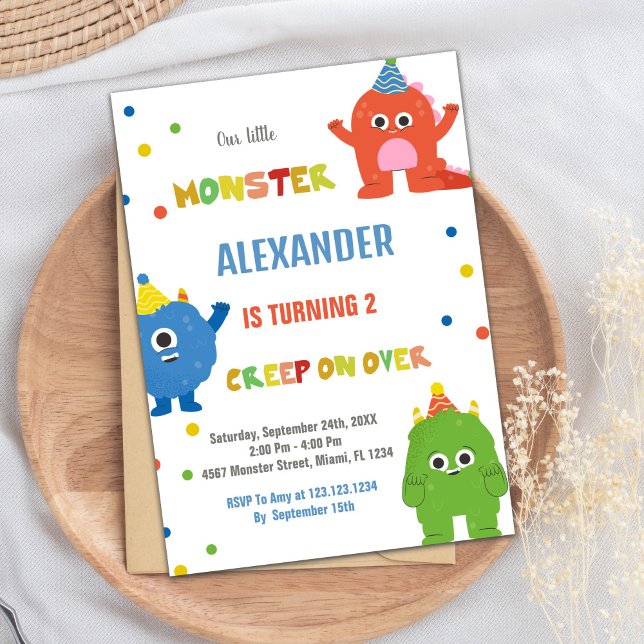 Convites Monster Birthday Invances (Monster Birthday Invitations Colour Ballons)
