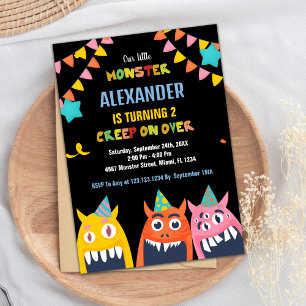 Convites Monster Birthday Invances Black