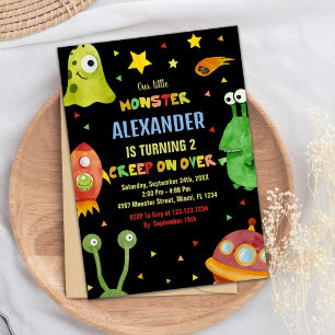 Convites Monster Birthday Invances Black