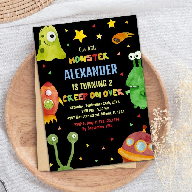 Convites Monster Birthday Invances Black (Monster Birthday Invitations Black)