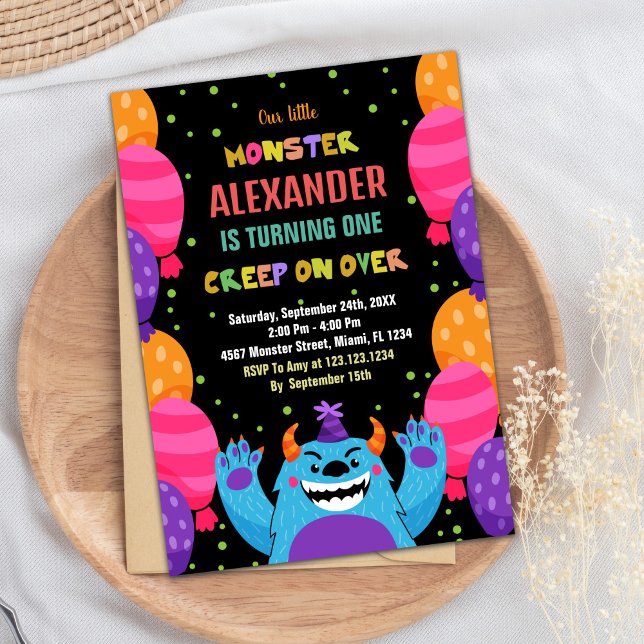 Convites Monster Birthday Invances Coloridos (Monster Birthday Invitations Colour Ballons)