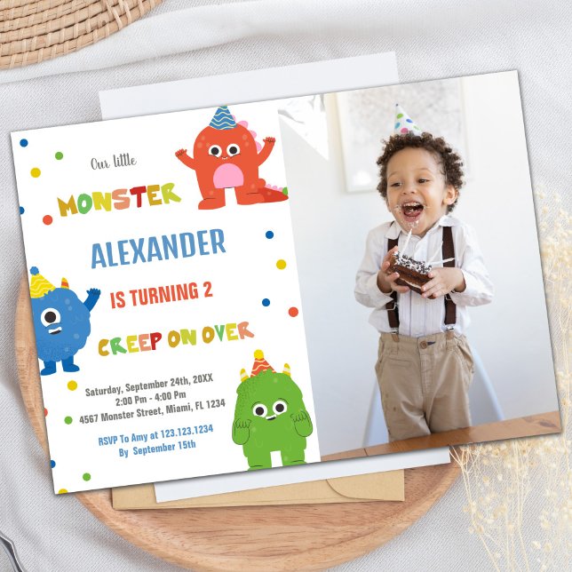 Convites Monster Birthday Invances com foto (Monster Birthday Invitations with photo)