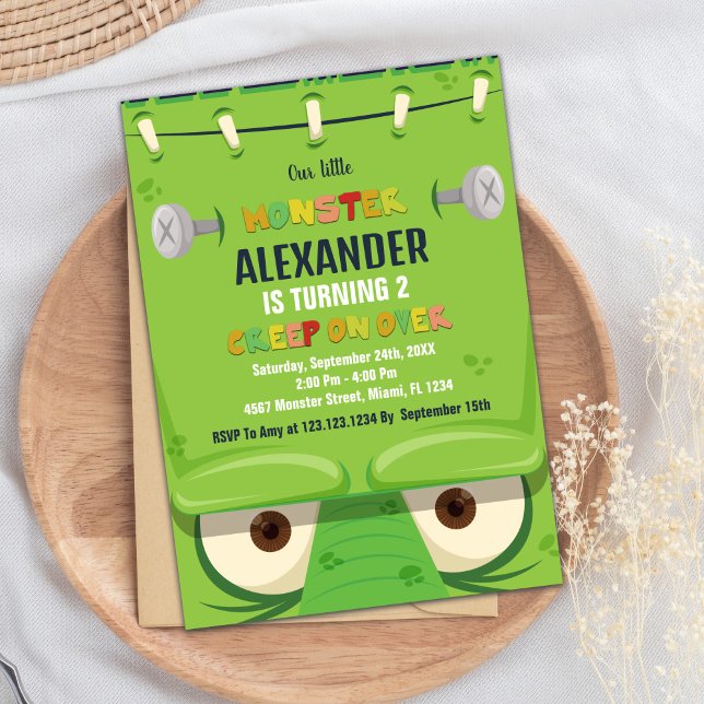 Convites Monster Birthday Invances, Monstro Verde (Monster Birthday Invitations, Green Monster Invitation)