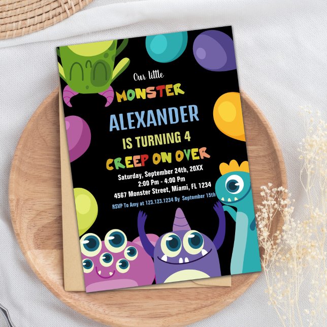 Convites Monster Birthday Invances, Monstros (Monster Birthday Invitations, Monsters Invitation)