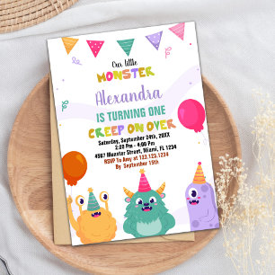 Convites Monster Birthday Invances Pink Ballon