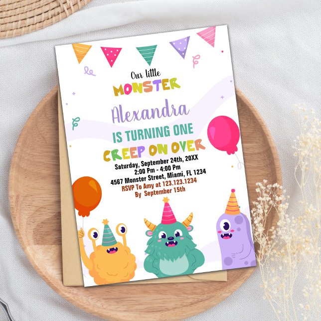 Convites Monster Birthday Invances Pink Ballon (Monster Birthday Invitations Pink Ballon)
