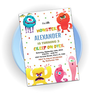 Convites Monster Birthday Invances Red