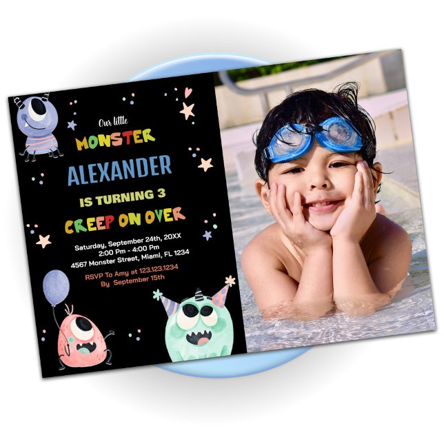Convites Monster Birthday Invices Star Black Foto (Monster Birthday Invitations Star Black photo)