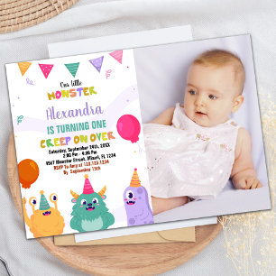 Convites Monster Birthday Invisions Pink Ballon w foto